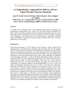 A Comprehensive Approach for Delivery of Low- Vapor