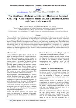 The Significant of Islamic Architecture Heritage at Baghdad City, Iraq