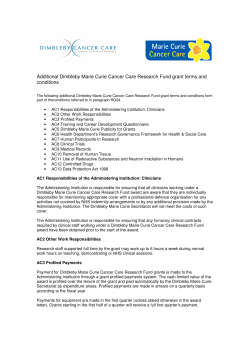 Additional Dimbleby Marie Curie Cancer Care Research Fund grant