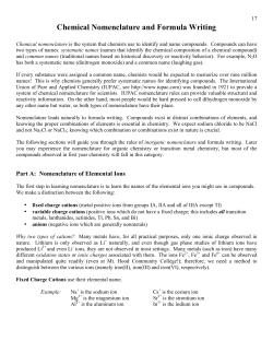 Chemical Nomenclature and Formula Writing