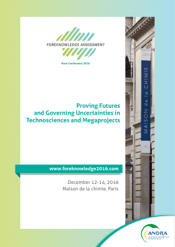 Abstracts–Session 1 - proving futures and governing uncertainties in