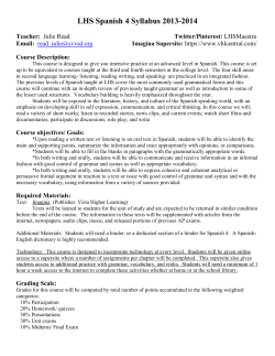 LHS Spanish 4/AP Classroom Policies and Syllabus