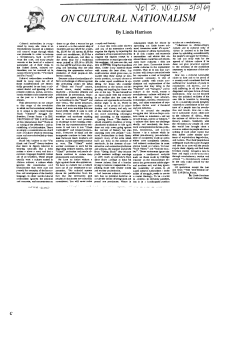 Linda Harrison On Cultural Nationalism