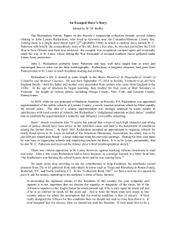 An Escaped Slave`s Story - Columbia County Historical and