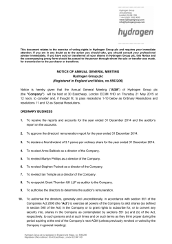 Notice of AGM - Hydrogen Group
