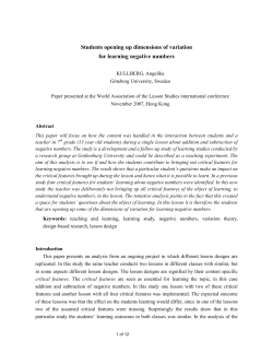 Students opening up dimensions of variation for learning negative