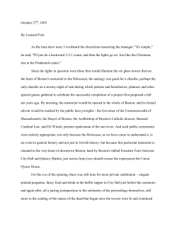 October 27 , 1995 By Leonard Fein As the time drew near, I
