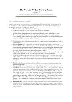 The Problem: We Can Worship Money ~ Part 2