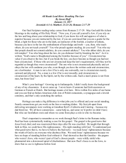 1 All Roads Lead Here: Breaking The Law By Jason Huff January 12