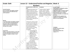 Grade: Sixth Lesson 12 &ndash; Understand Positive and Negative