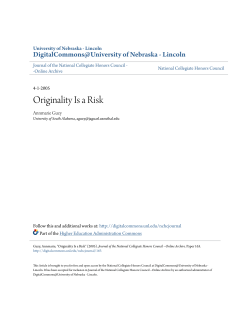 Originality Is a Risk - DigitalCommons@University of Nebraska