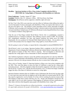 Media Advisory Thomas F. Coleman August 22