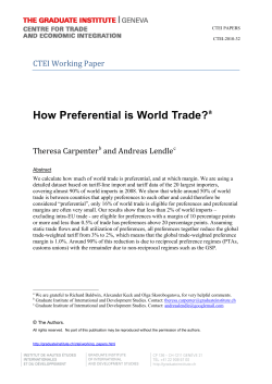 How Preferential is World Trade - Graduate Institute of International