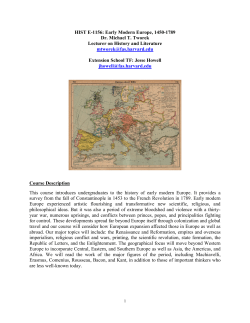 HIST E-1156: Early Modern Europe, 1450