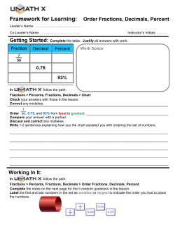 Framework for Learning: Order Fractions, Decimals, Percent