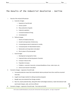 The Results of the Industrial Revolution – Outline
