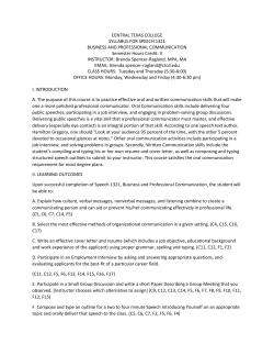 CENTRAL TEXAS COLLEGE SYLLABUS FOR SPEECH 1321