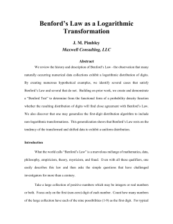 Benford`s Law as a Logarithmic Transformation