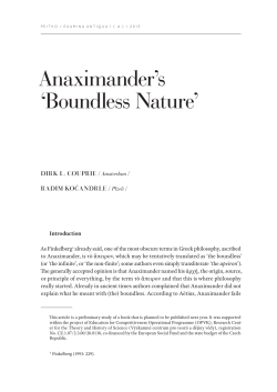Anaximander`s `Boundless Nature`