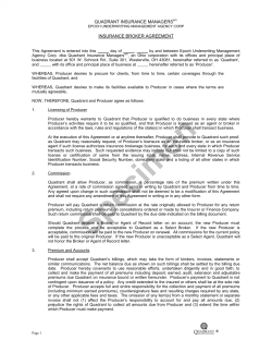 Specimen Broker Agreement - Quadrant Insurance Managers