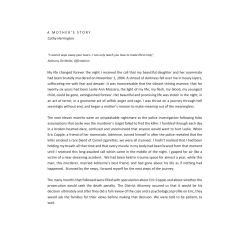 A   M O T H E R ` S   S T O R Y Cathy Harrington My life changed