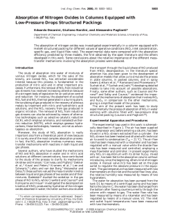 Absorption of Nitrogen Oxides in Columns Equipped with Low
