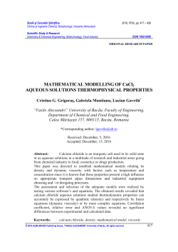 MATHEMATICAL MODELLING OF CaCl2 AQUEOUS SOLUTIONS