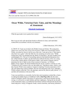 Oscar Wilde, Victorian Fairy Tales, and the