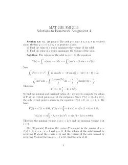 MAT 21B, Fall 2016 Solutions to Homework Assignment 4