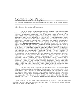 Galya Diment,Tolstoy or Dostoevsky and the Modernists