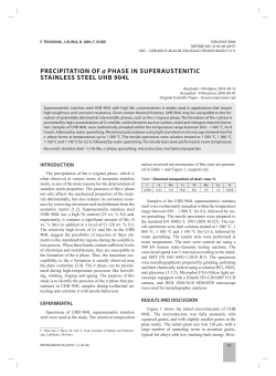 PRECIPITATION OF &sigma; PHASE IN SUPERAUSTENITIC STAINLESS