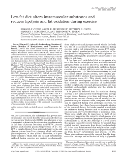Low-fat diet alters intramuscular substrates and reduces lipolysis
