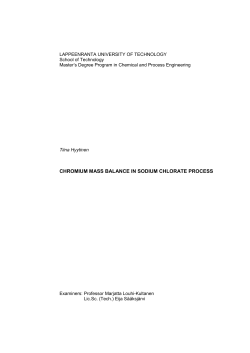 chromium mass balance in sodium chlorate process