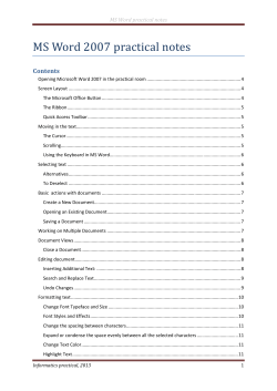 MS Word 2007 practical notes
