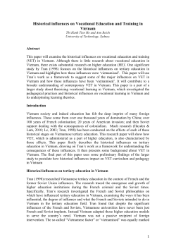 Historical influences on Vocational Education and Training in Vietnam