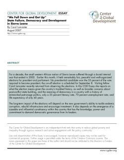 State Failure, Democracy and Development in Sierra Leone