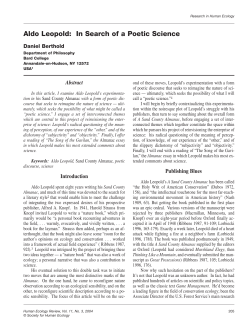 Aldo Leopold: In Search of a Poetic Science