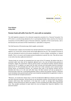 Pension funds will suffer from the FTT, even with