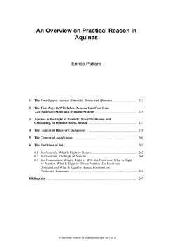 An Overview on Practical Reason in Aquinas