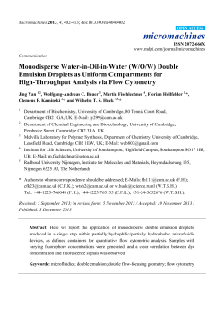 Monodisperse Water-in-Oil-in-Water (W/O/W) Double Emulsion