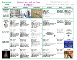 December 2016 Watertown Indoor Pool Schedule