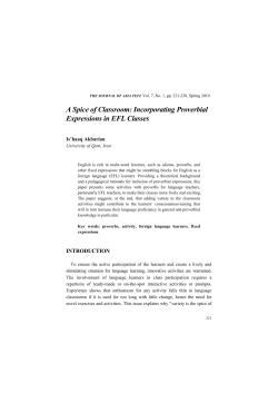A Spice of Classroom: Incorporating Proverbial Expressions in EFL