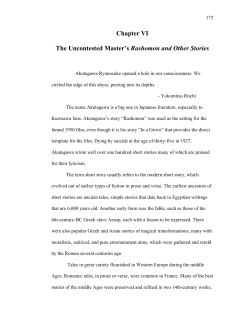 Chapter VI The Uncontested Master`s Rashomon and Other Stories