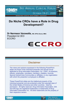 Do Niche CROs have a Role in Drug Development? Dr Nermeen