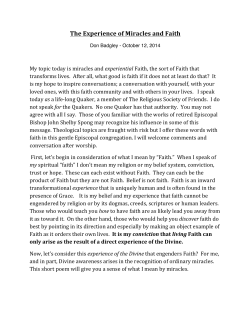 The Experience of Miracles and Faith