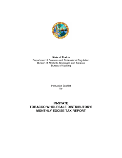 in-state tobacco wholesale distributor`s monthly excise tax