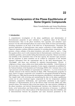 Thermodynamics of the Phase Equilibriums of Some Organic