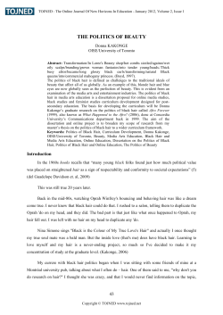 the politics of beauty - The Online Journal of New Horizons in