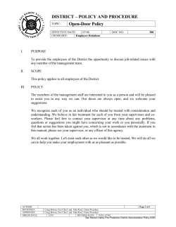 DISTRICT &ndash; POLICY AND PROCEDURE Open
