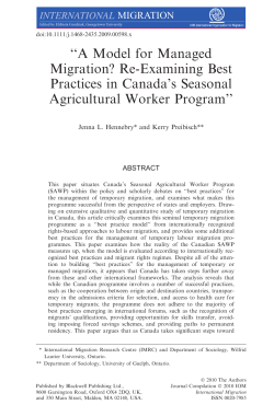 A Model for Managed Migration? - Laurier Home